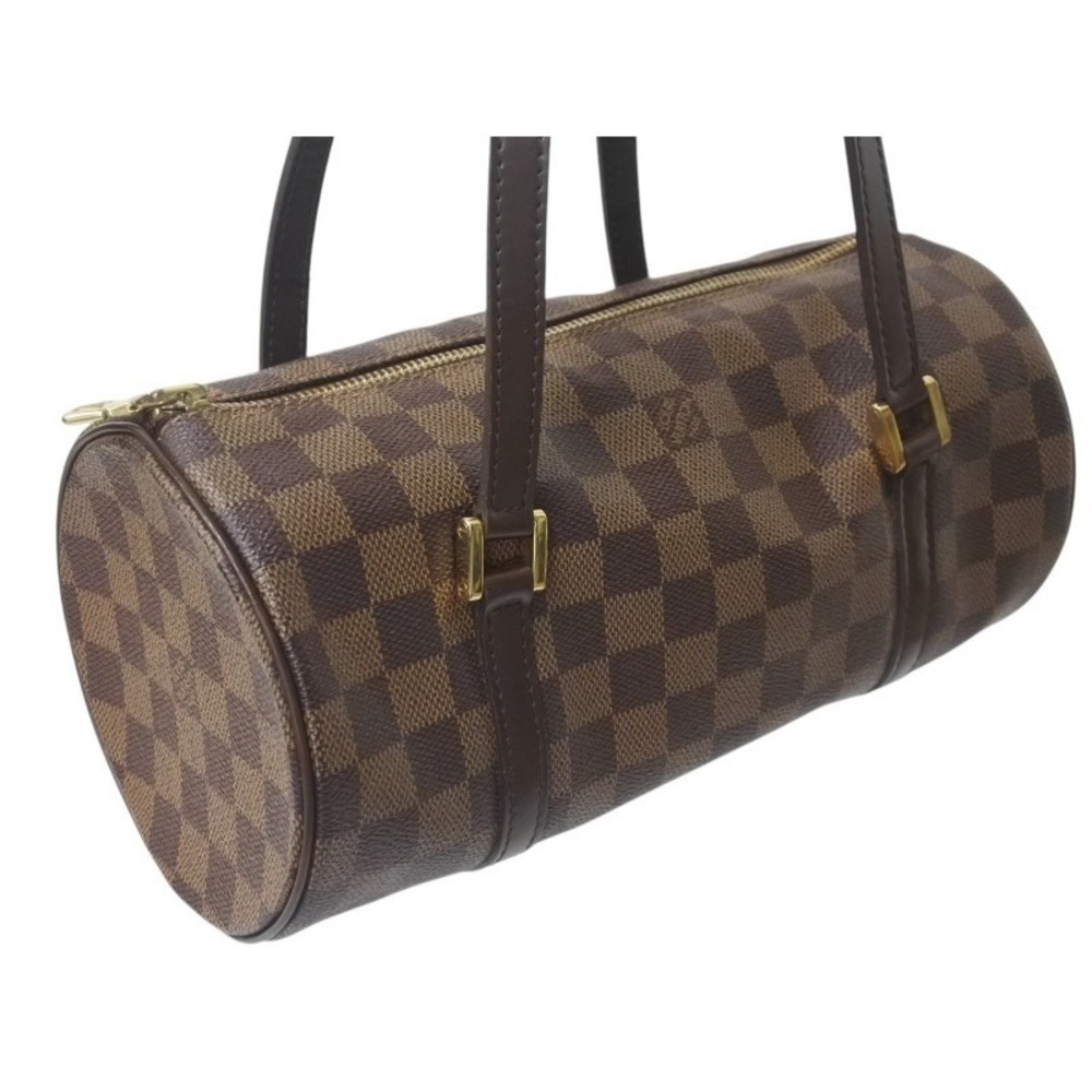 LOUIS VUITTON Papillon Handbag Damier Cylindrical Drum Shaped Ebene Brown - Picture 4 of 8